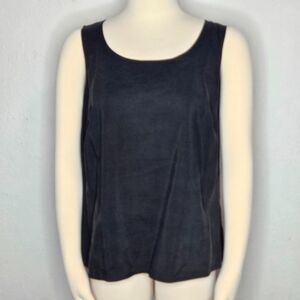Citron Santa Monica Silk Linen Tank Top Black‎ Minimalist Capsule XL